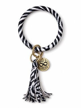Zebra Print Family Is Forever Wristlet Bracelet Key Ring Keychain - Large